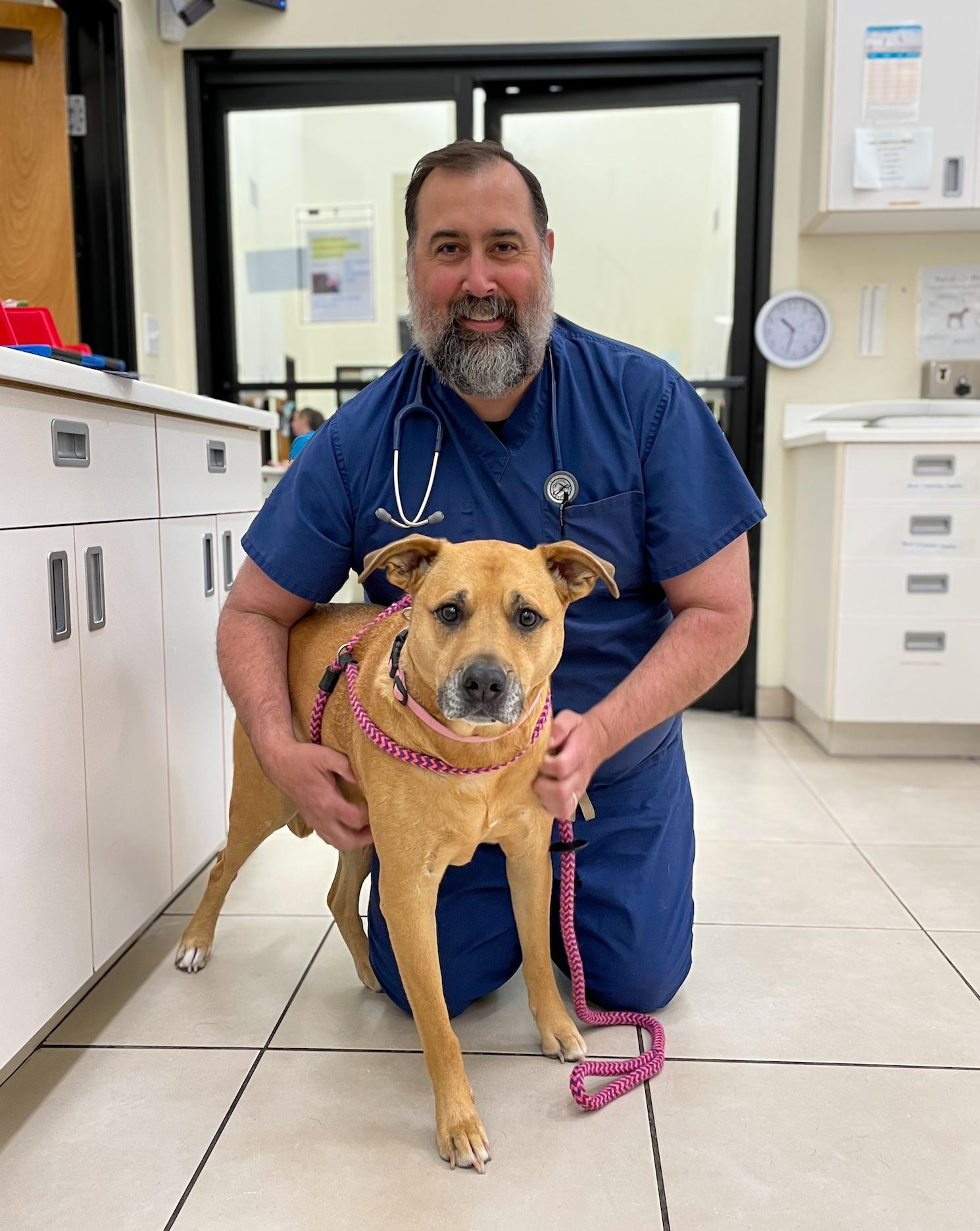 Dr. Kevin Ashbran Costa Mesa Veterinarian with Dog